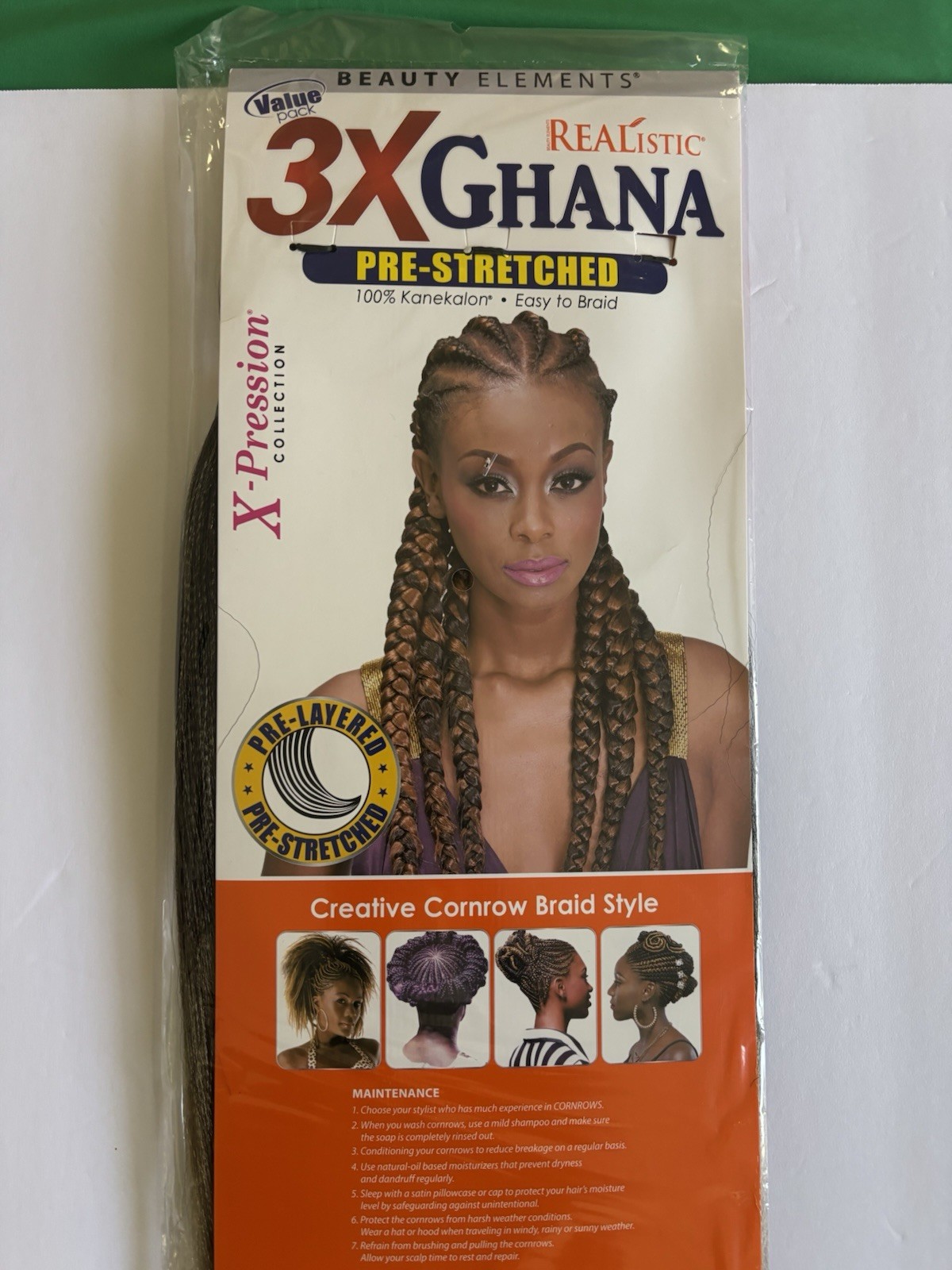 Realistic 50” 3X GHANA PRE STRETCHED 100% Kanekalon – Color T1B27 Brand New