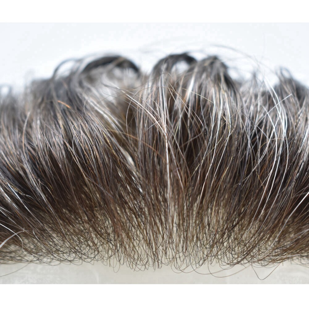 Mens Toupee Human Hair Piece Ultra Thin Skin V-Loop Men Hair Replacement System