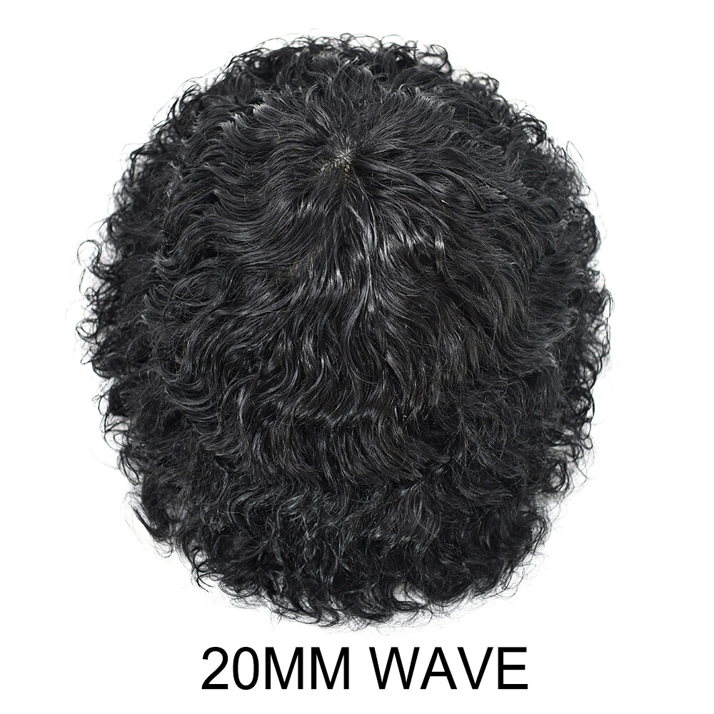 Afro Curly Toupee For Black Men Full Poly PU Skin Hairpiece Hair Replacement Wig