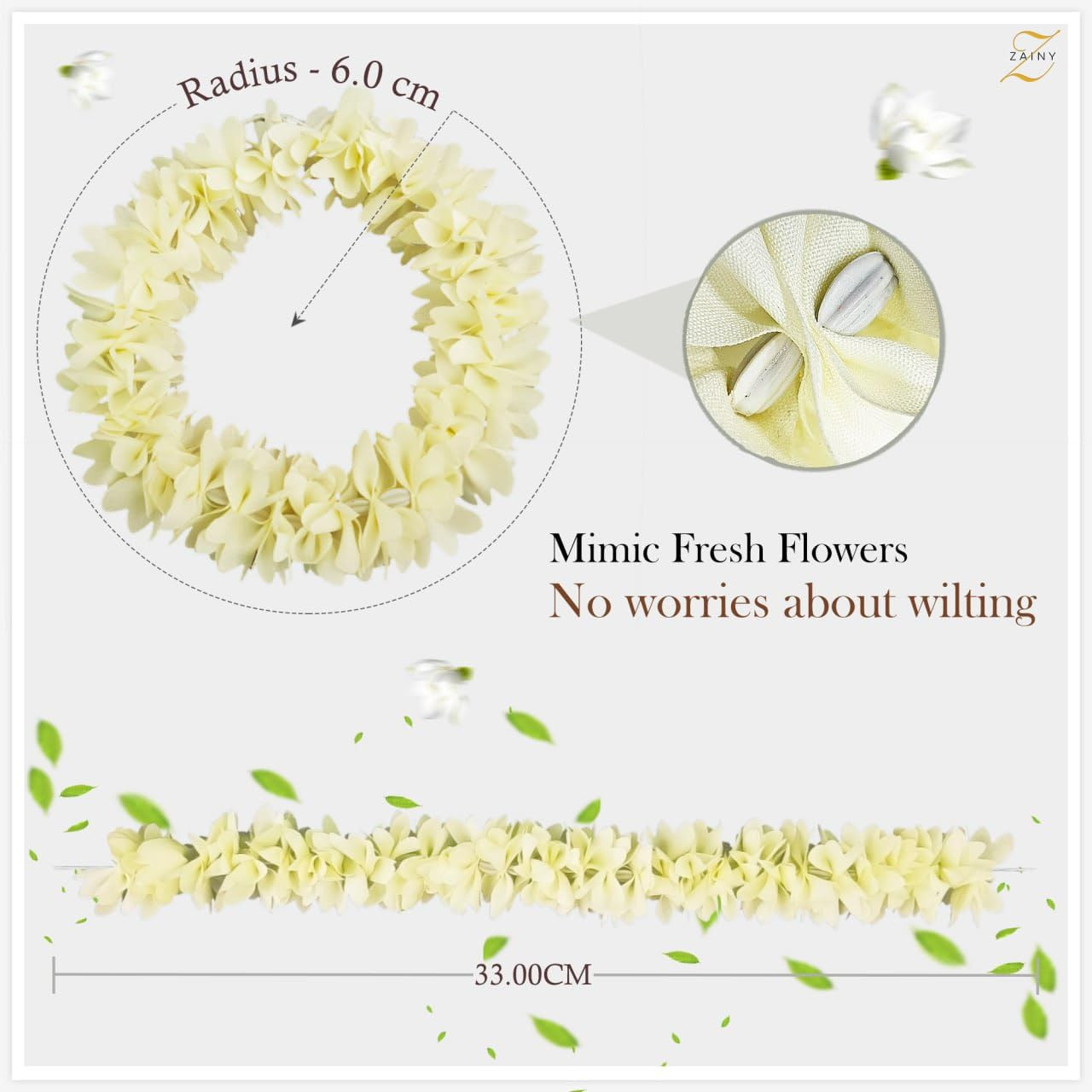 6 Pack Mogra Gajra for Hair Indian Bun, Artificial Fabric Jasmine Flowers Hairbu