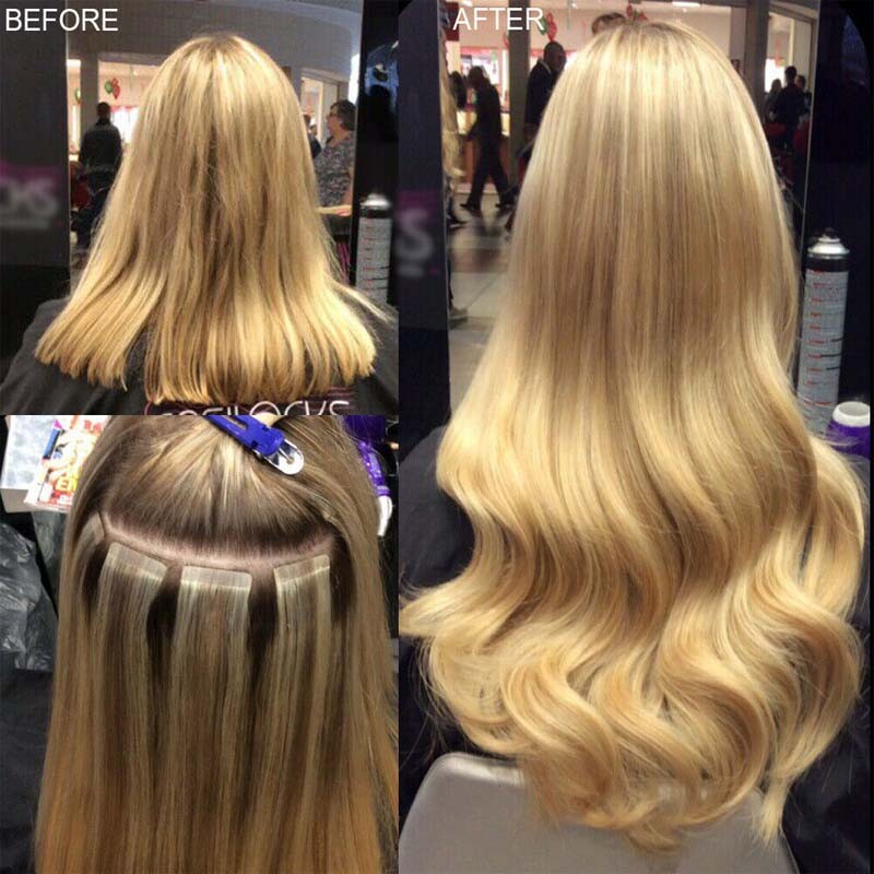 200G Thick Tape In Russian Human Hair Extensions Real Remy Skin Weft Balayage US