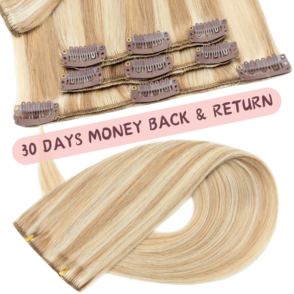 Double Weft 100% Real Human Hair Extensions Clip In Remy Hair THICK Full Head US