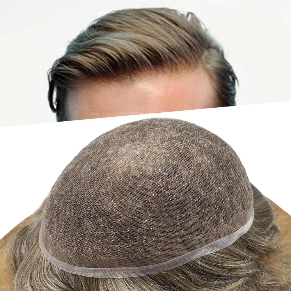 Full Lace Men Human Hair Piece French Lace Hair Replacement Systems Mens Toupee