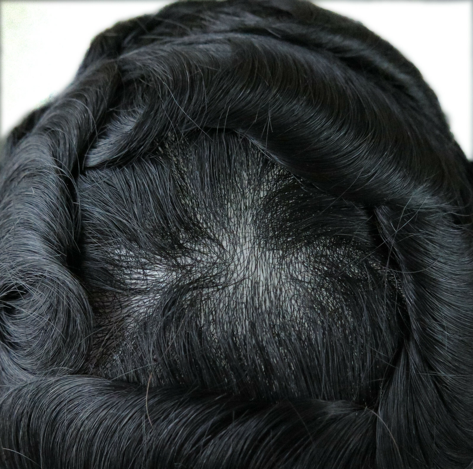 Mens Toupee Super Thin Skin V-loop Natural Wigs Human Hair Replacement System #1