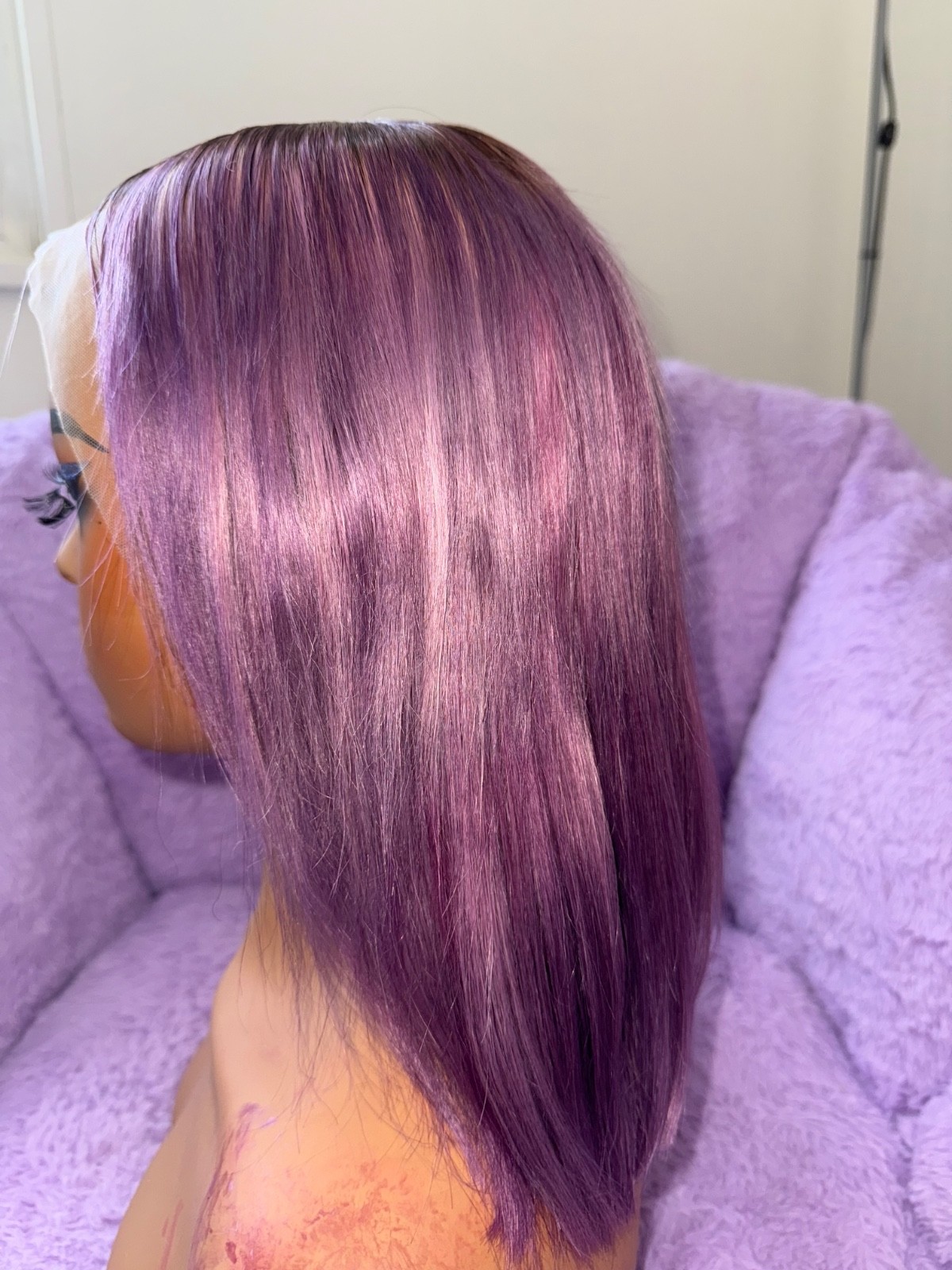 Custom Color Lavender and Blonde Human Hair Wig (10 inches)