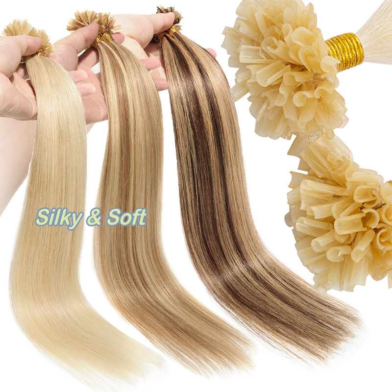 Fusion Keratin Glue Nail U Tip 100% Remy Human Hair Extensions 200Strands Thick