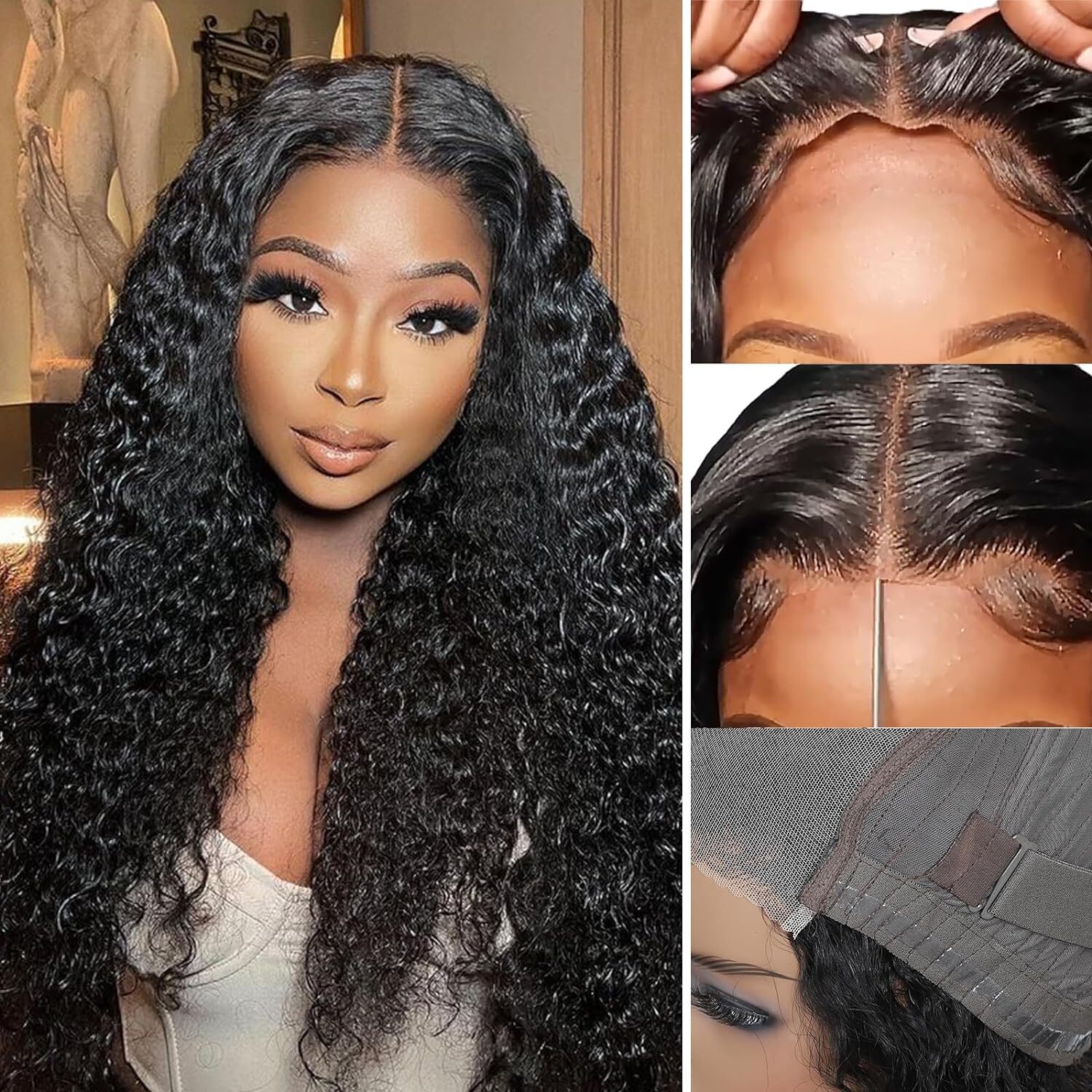 Wear Go Glueless Wig Pre-Cut 5*5 HD Lace unprocessed Human Hair Black Deep Wave