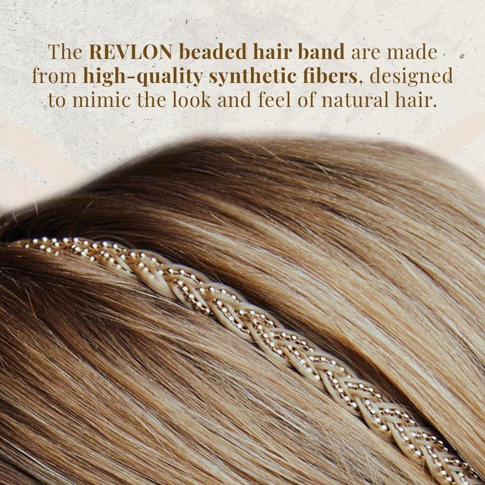 REVLON Braided Headband Jeweled Hair ornament Ready to Wear (Medium Brown)