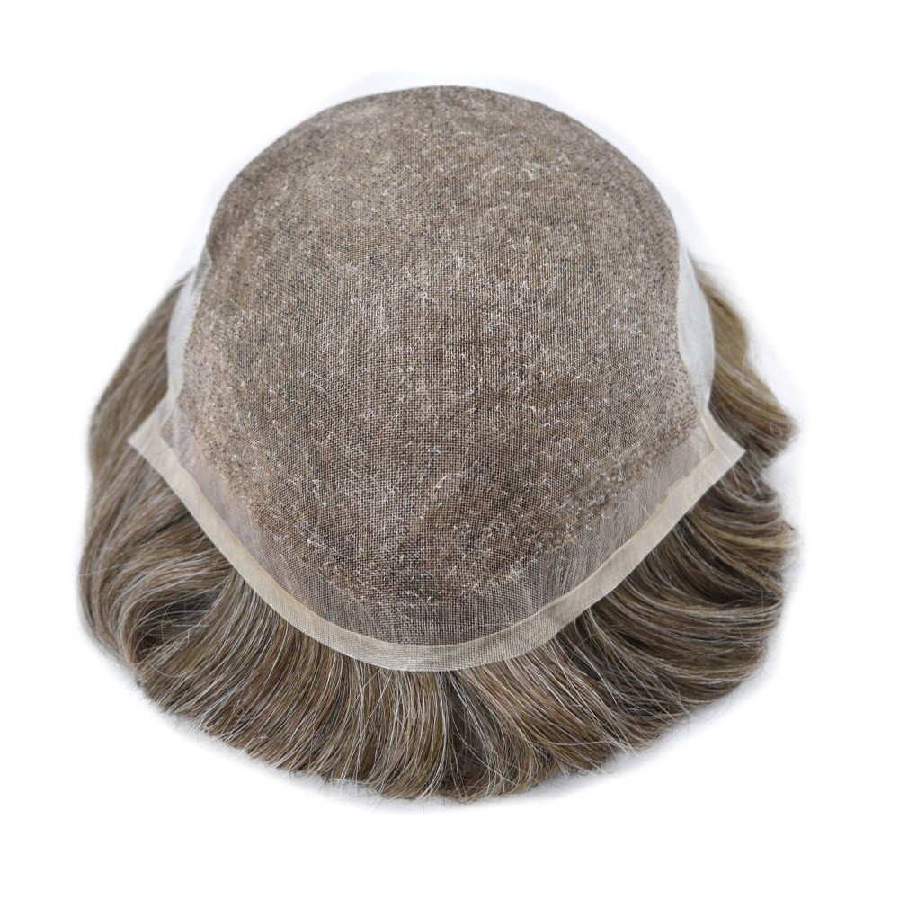 French Lace Front Mens Toupee Human Hair Piece System Wig Natural Breathable 7X9