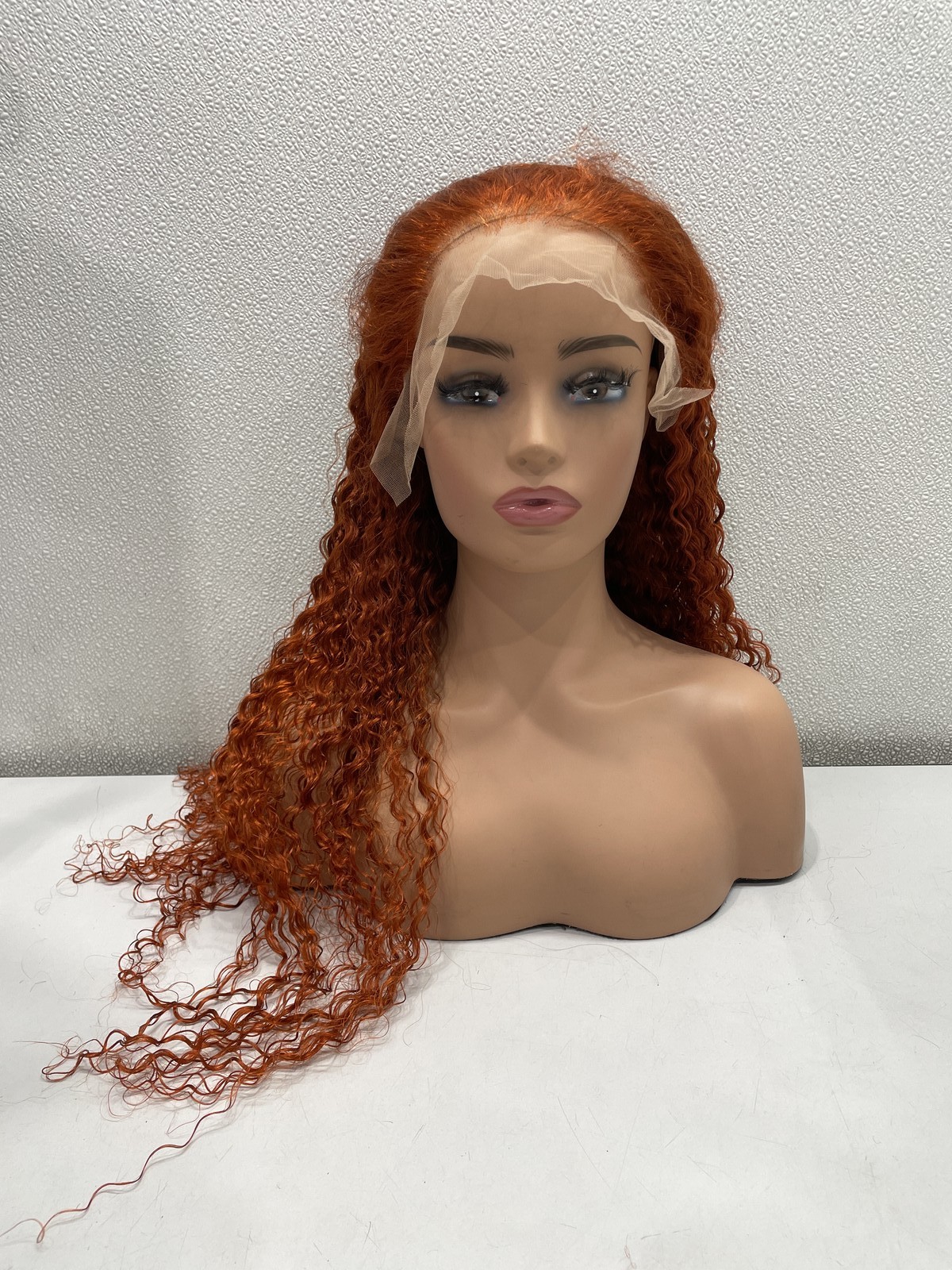 Ginger Curly Human hair Blend Glueless 13×6 Lace Wig 30″