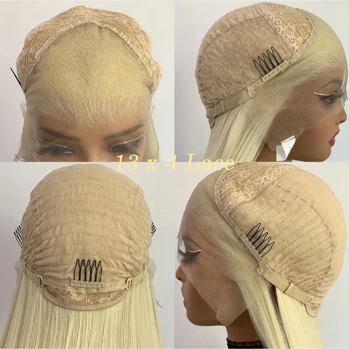 Synthetic Hair Heat Resistant Long Straight Blonde HD Lace Front Wig