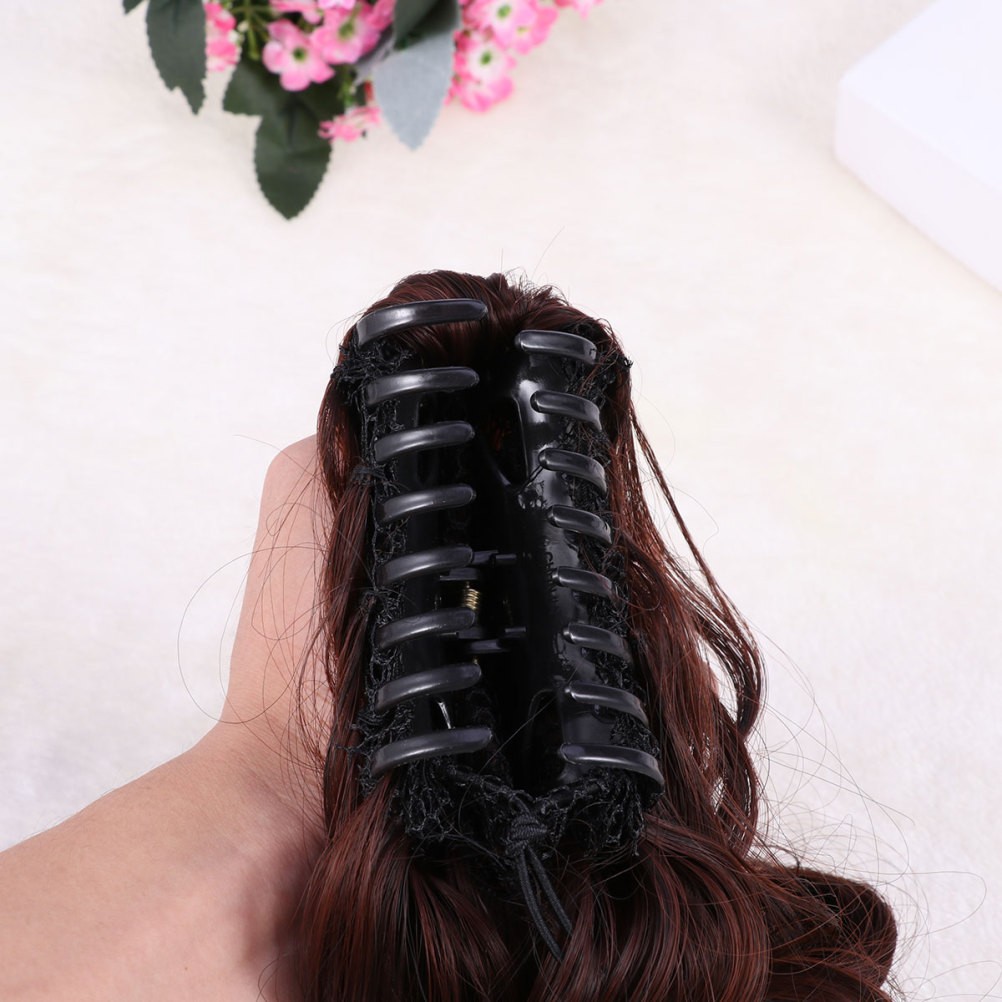 Brown Synthetic Wigs Claw Ponytail Extension Natural Look Easy to Wear