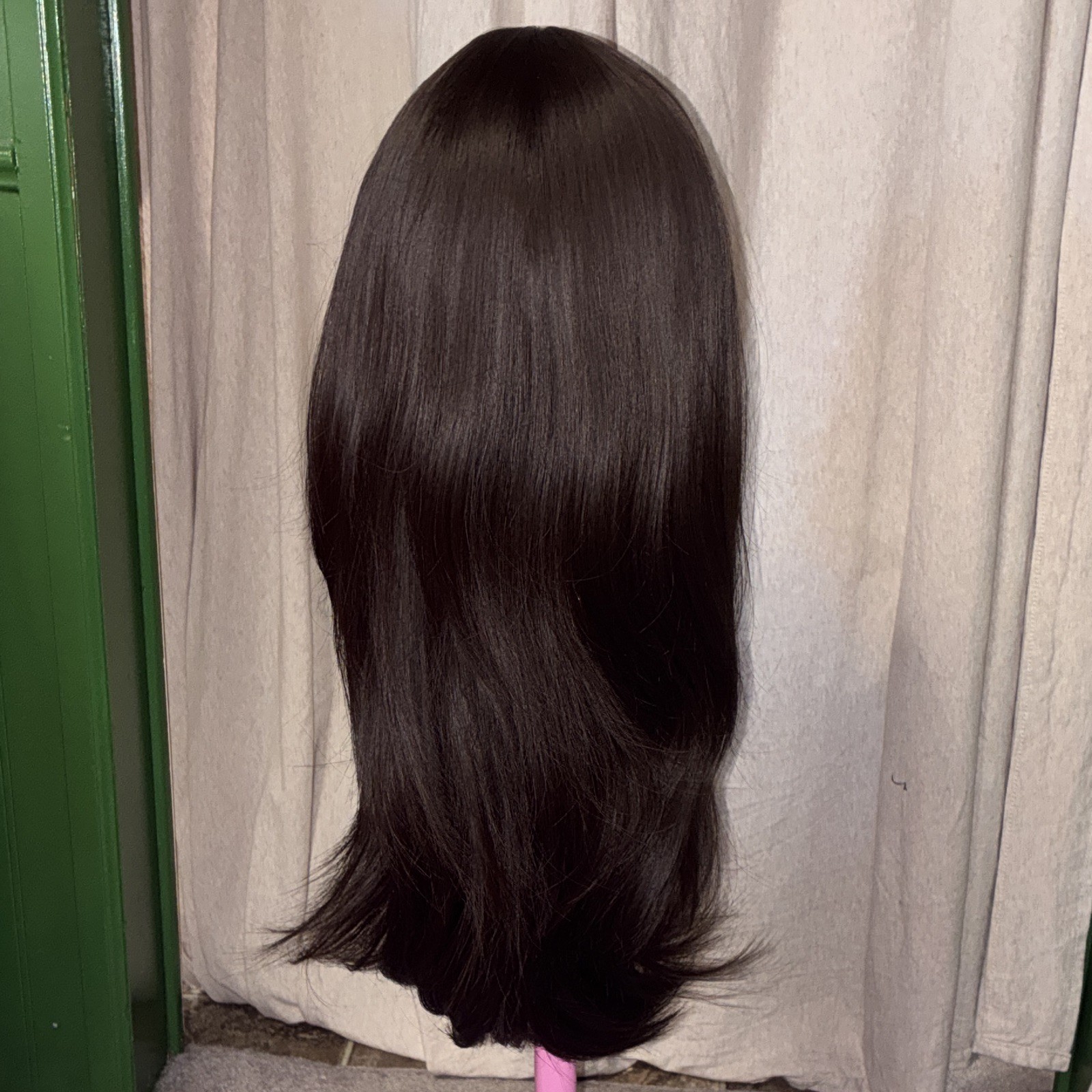 Dark Brown Straight Synthetic Wig Classic Cap Natural Style for Women 24”