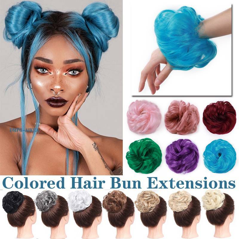 US Curly Messy Bun Hair Piece Scrunchies Updo as Real Hair Extensions for Human