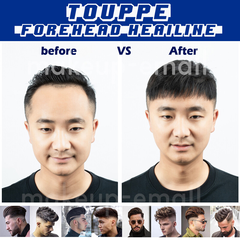 100% Virgin Human Hair Men Front Receding Hairline PU Toupee Hairpiece-More Size