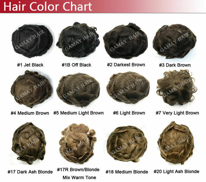 Mens Toupee Thin Skin Invisible PU 0.06mm Full Poly Human Hair piece for Men Wig