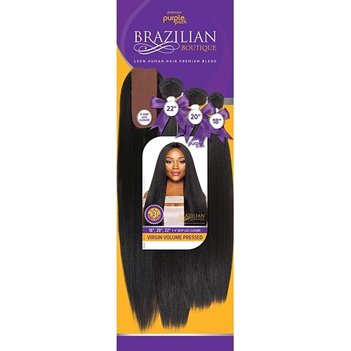 Purple Pack Brazilian Boutique-Virgin Volume pressed “18 20″ 22”