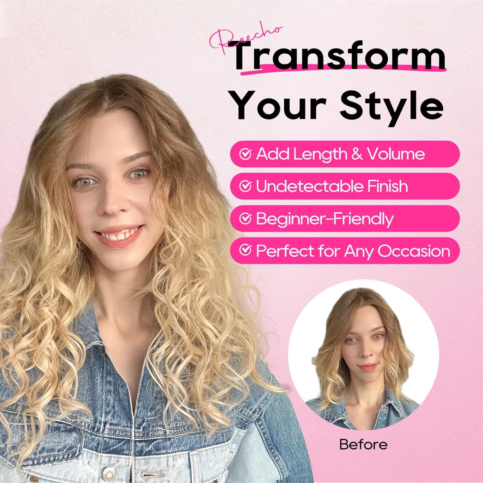 Curly Hair Extensions, 4PCS 24 inch Clip in Hair Extensions Lace Weft Short C…