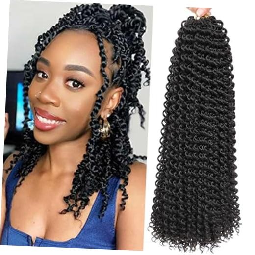 Passion Twist Hair-14 Inch 7 Packs Water Wave Crochet 14 Inch(Pack of 7) 1B#
