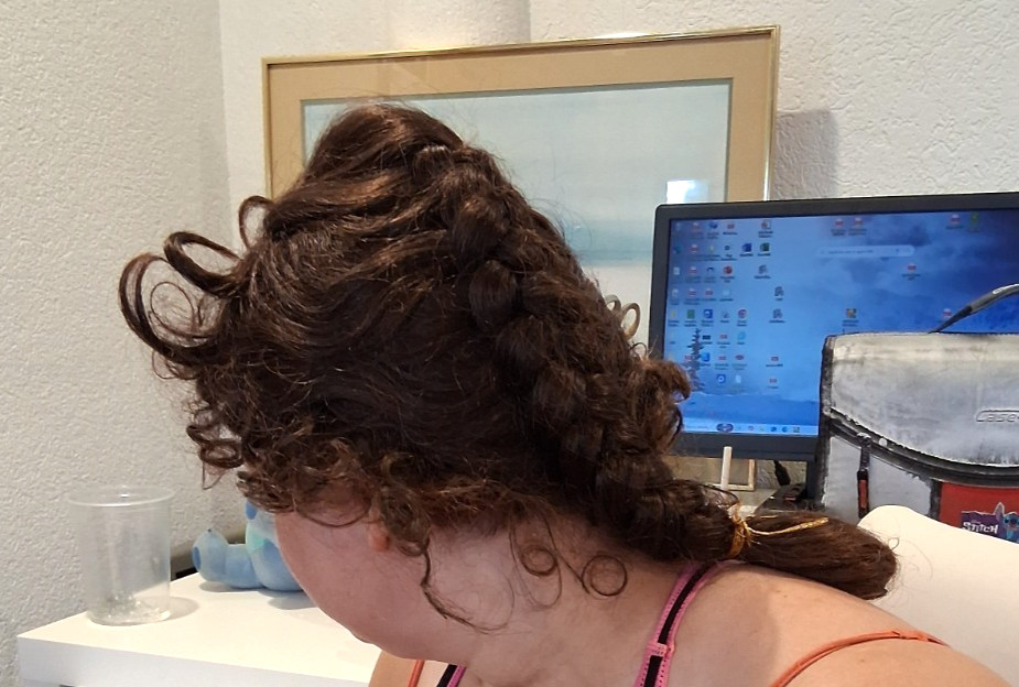PRIVATE MODACRYLIC BROWN HAIR WIG “CUTE” BRAIDED PONYTAIL, JAPANESE ORIGIN