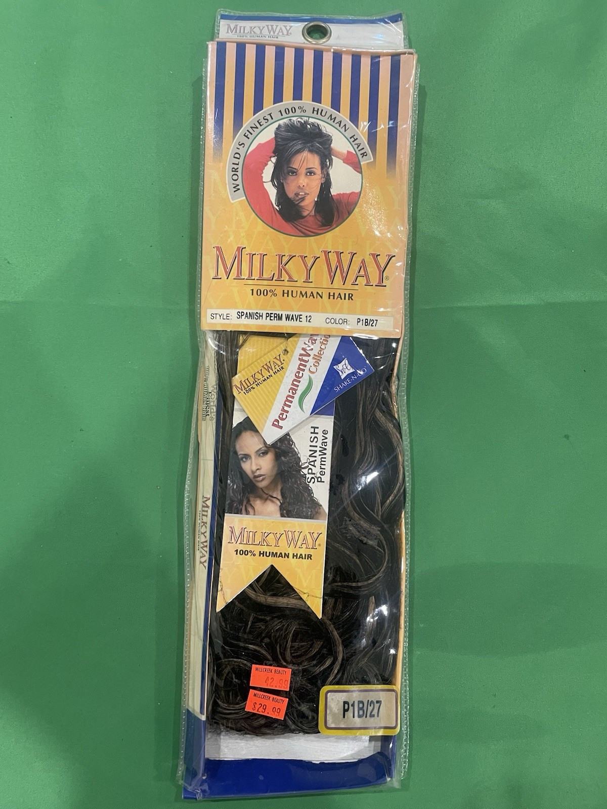 Milky Way 100% Human Hair Spanish Perm Wave Extensions 12″ Weaving P1B/27