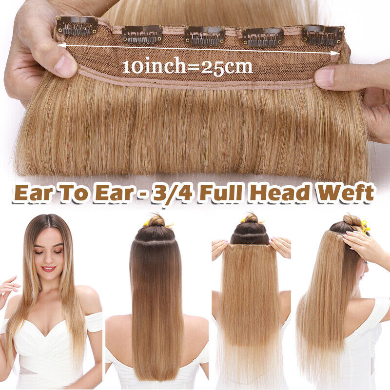 THICK One Piece Clip In 100% Remy Human Hair Extensions Remi 3/4 Full Head Ombre