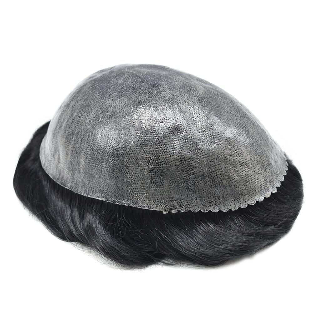 Men Toupee Human Hair piece Durable Thin Skin PU Wig Replacement System PAPY-J