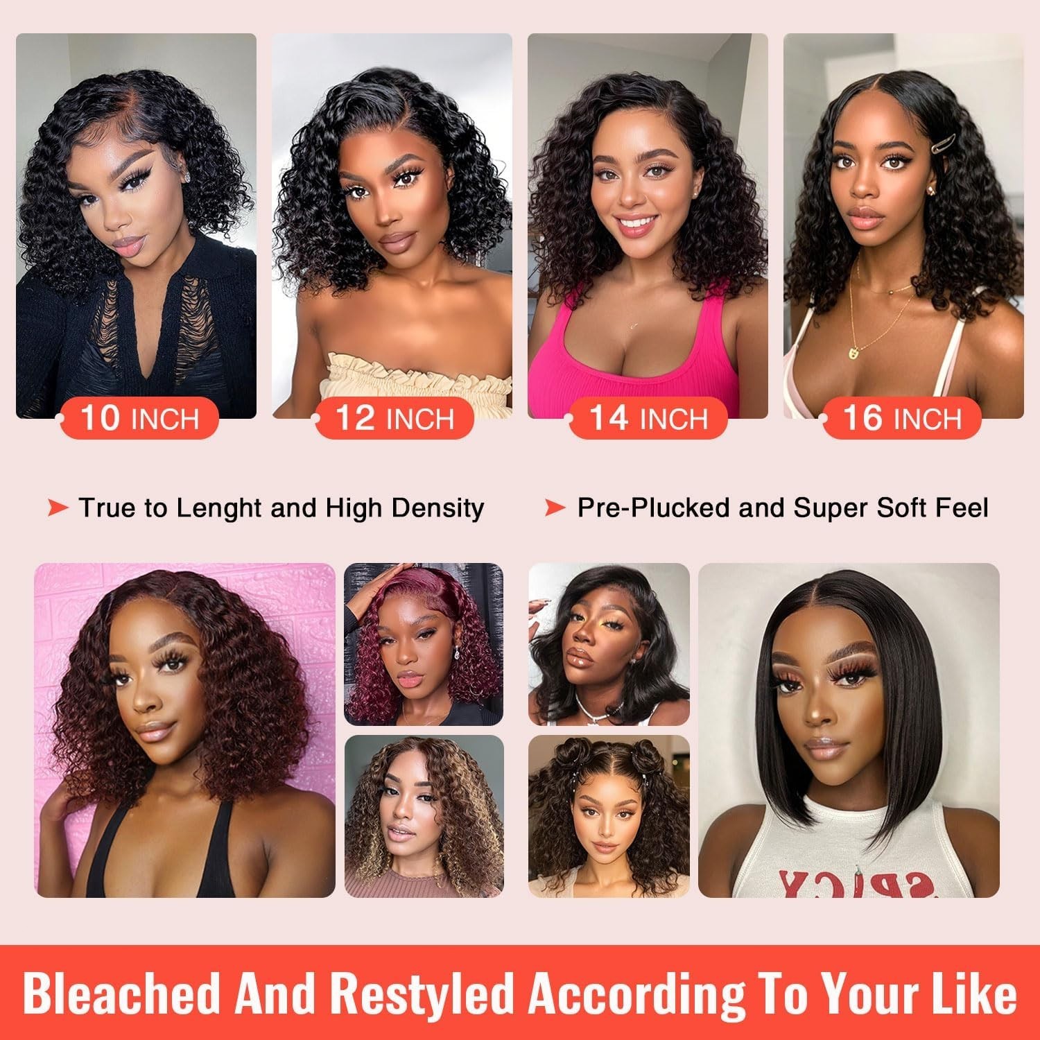Short Curly Human Hair Wigs 13×4 Curly Bob Wig Human Hair for Black Women