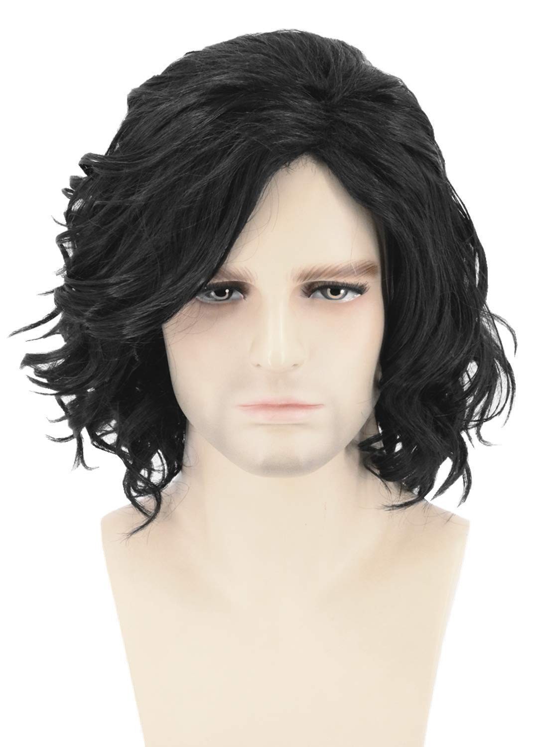 Adjustable 14-inch Black Curly Wig – Perfect for Halloween & Cosplay Events