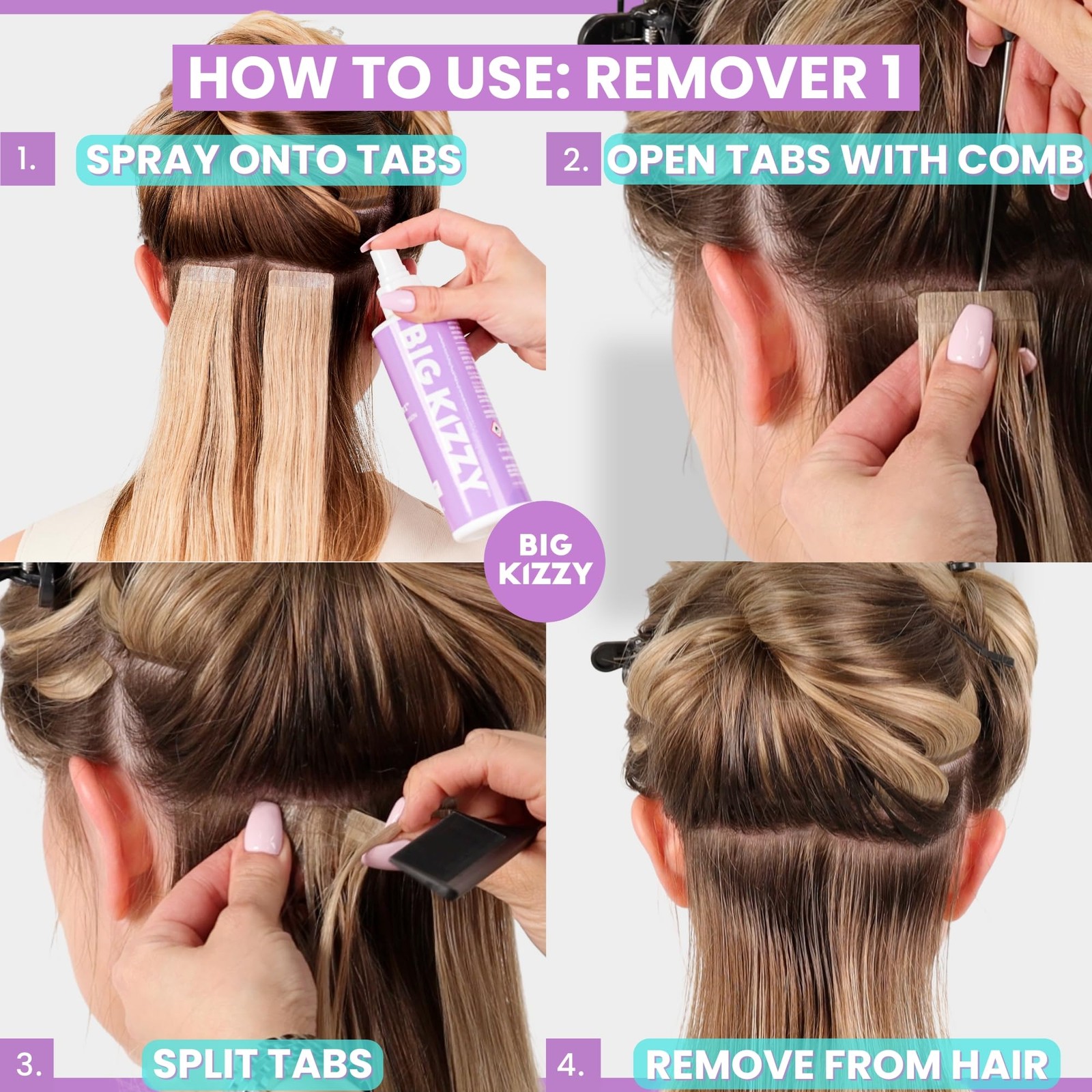 Big Kizzy Tape in Extension Remover Spray, Remover 1 8oz