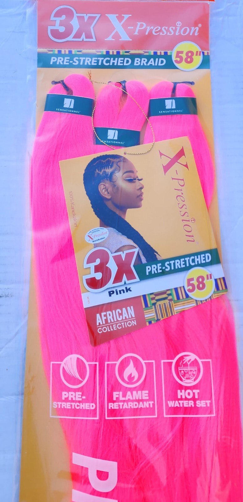 X-pression Xpression Expression 100% Kanekalon 3X Braiding Hair Pre-Stretched 58