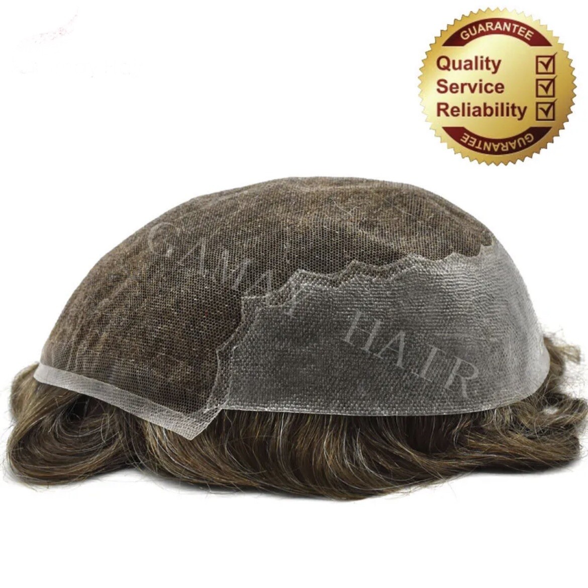 French Lace Human Hair Mens Toupee Front Bleached Knots Wig Hairpiece for Men