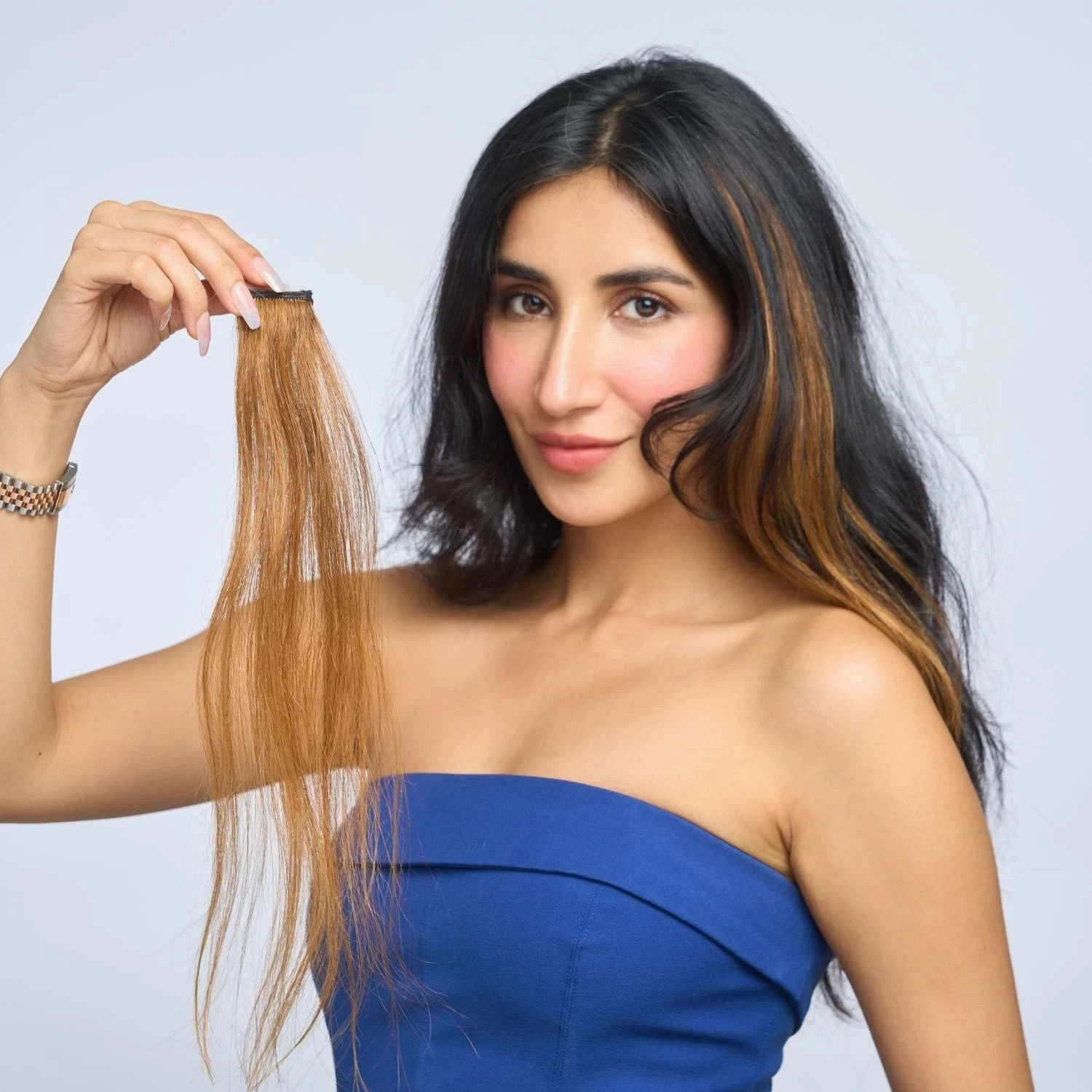 Nish Hair Caramel Highlights – Set of 2-14 Inch – 100% Human Hai & Easy to Wear