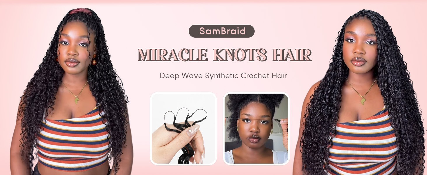 18″ 100 Strands Feather Crochet Hair, Miracle Knots, Deep Wave, FREE SHIP!
