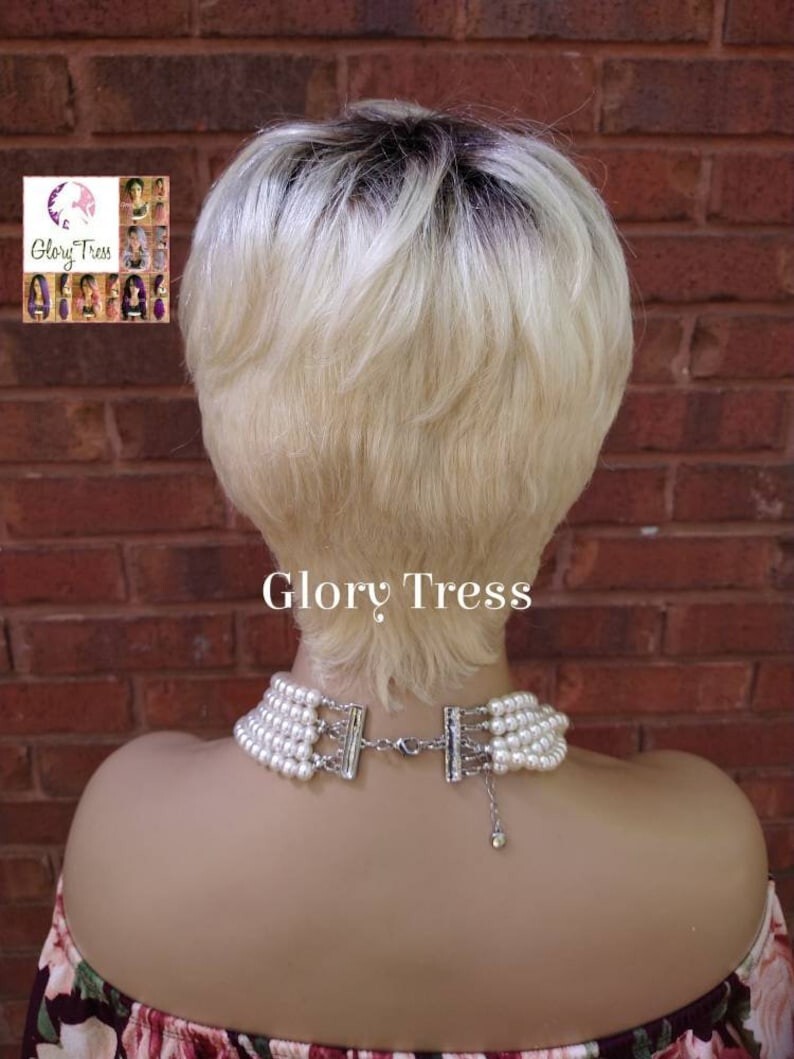 Short Razor Cut Full Wig | Pixie Cut | 100% Human Hair Wig | Ombre Blonde 613