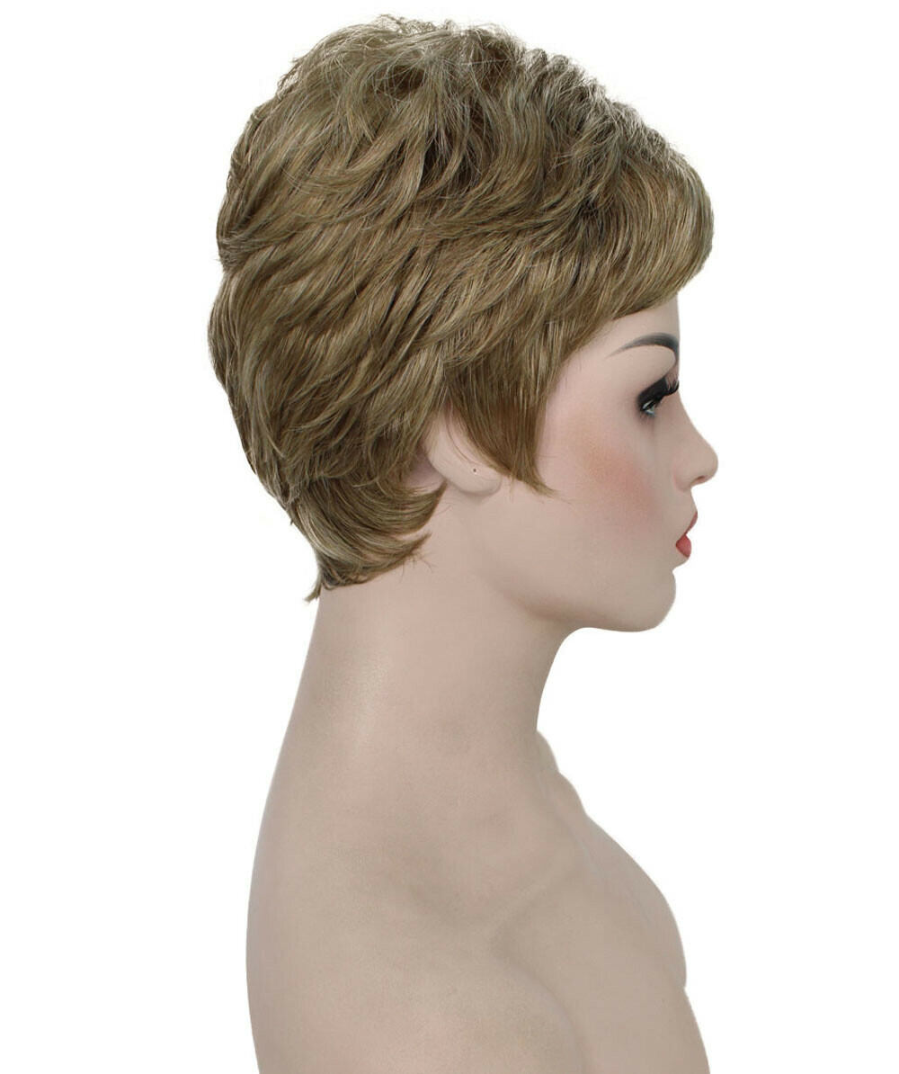 Lucille – Srraight Kanekalon Synthetic Fiber Full Wig, 1.75-3.25 in, Ash Blonde