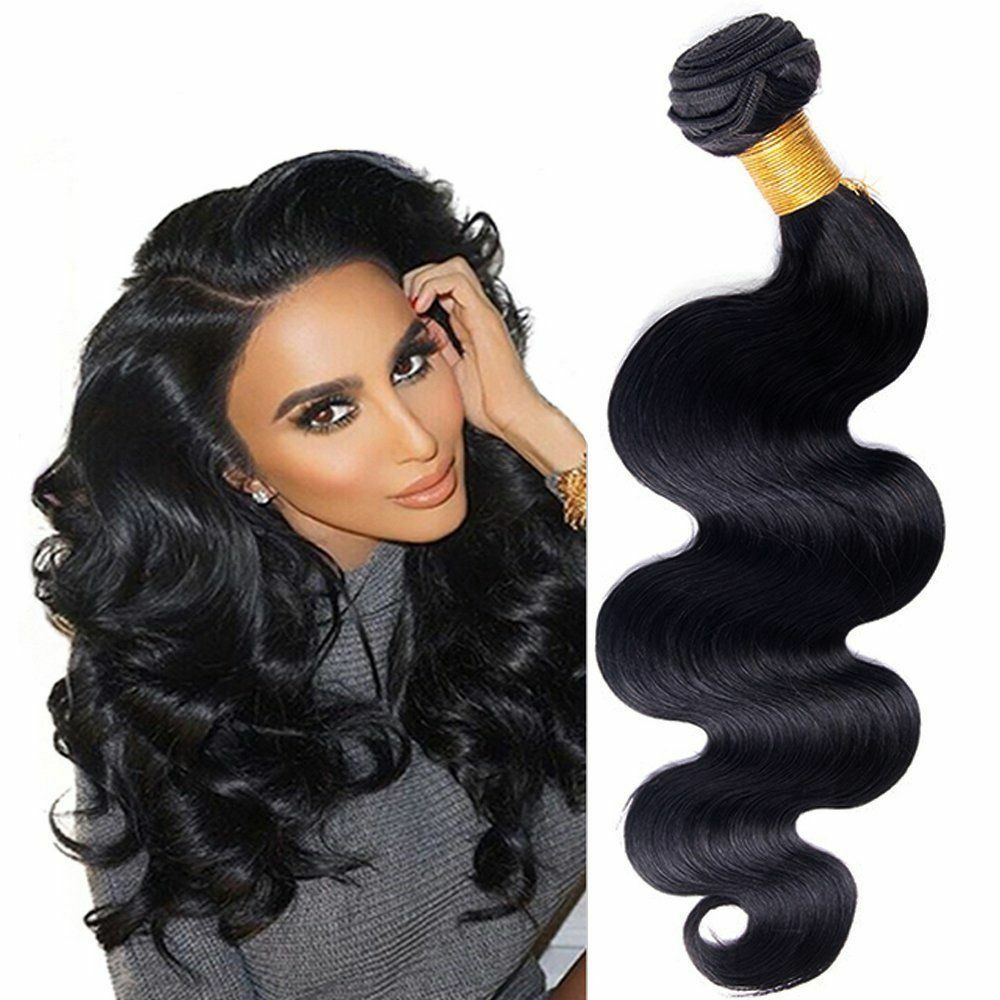 Soft Black Body Wave Brazilian Virgin Human Hair Weave Sew In 1 or 3 Bundles