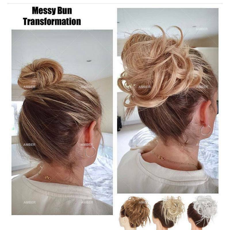 X-LARGE THICK Messy Bun Hair Piece Scrunchie Curly Wrap Hair Extensions as Human