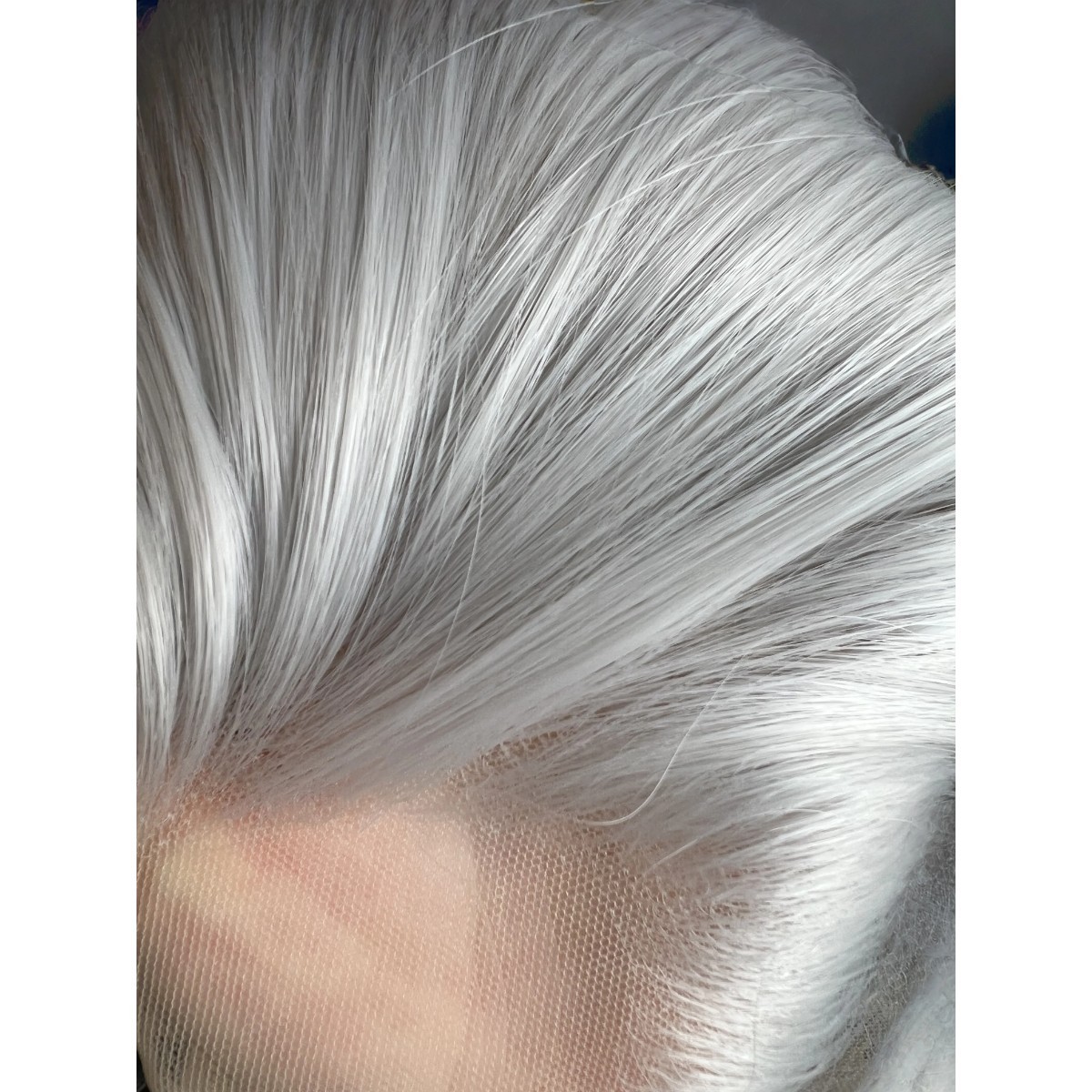Lace Frontal Wig Silver Gray Synthetic Hair Soft Layered Long Straight