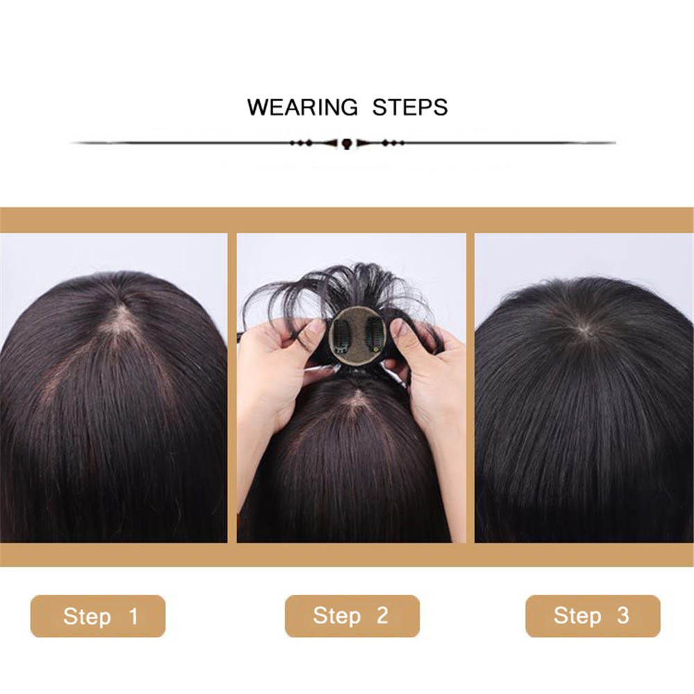 100% Real Human Hair Clip in Short Thin Hair For Men Hair Bangs Replacement