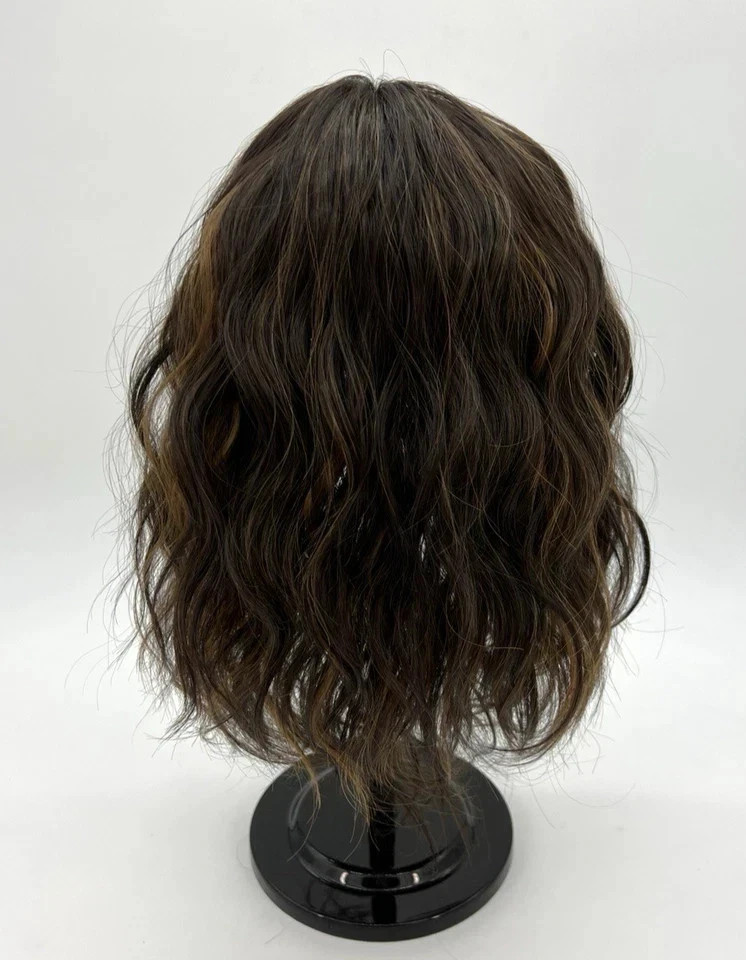 Human Hair New Fashion Elegant Women’s Natural Dark Brown Wavy Wigs 14 In