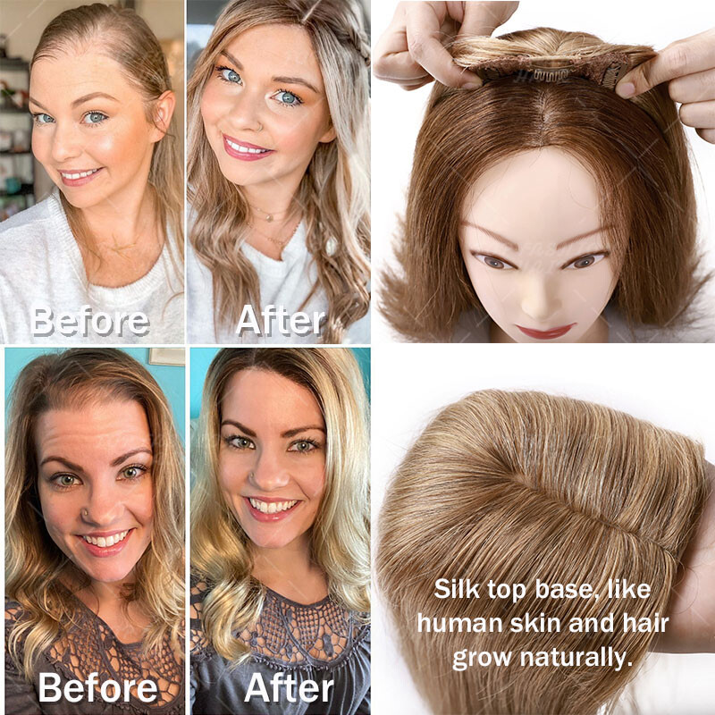 100% Virgin Human Hair Lace Silk Base Frontal Topper Hairpiece Toupee Wigs Ombre