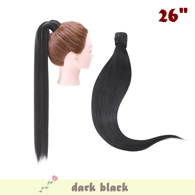 26″ 140g Clip in Wrap On Ponytail Hair Extensions Long Straight Thick As Human