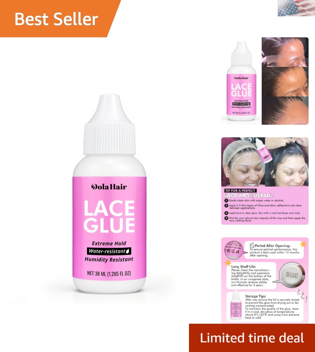 1.3oz Extreme Hold Lace Glue for Wigs – Gentle, Waterproof Adhesive