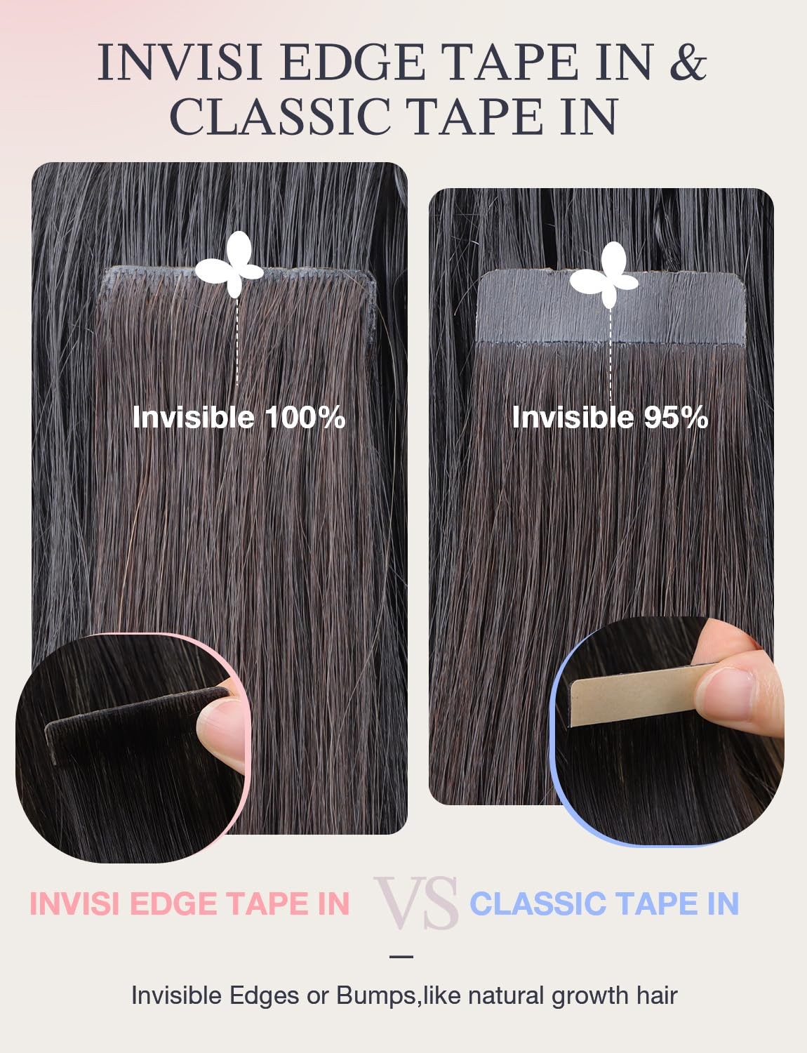 Doores Invisible Hair Extensions Tape In Invisi Edge Jet Black 10 Injection