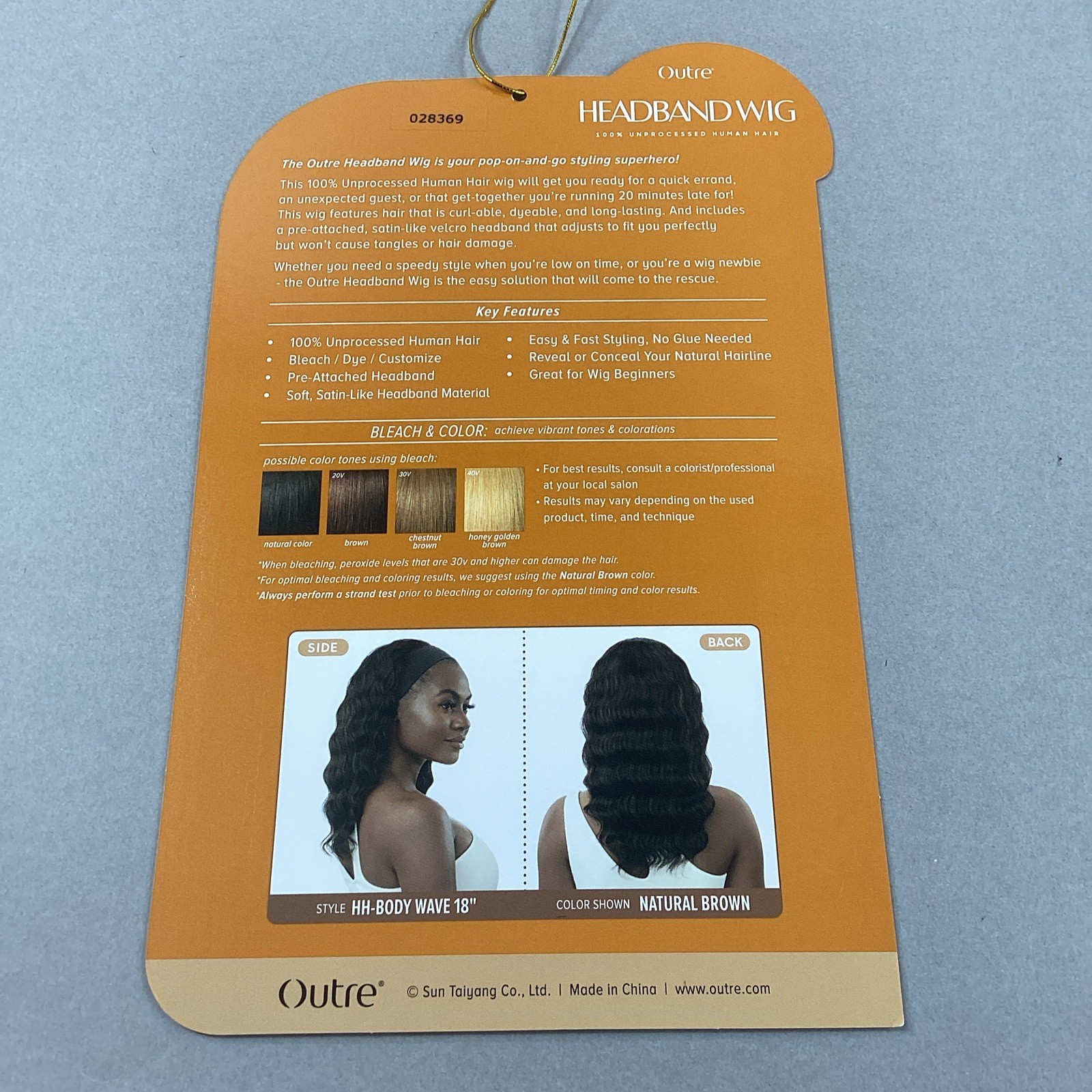 18″ Body Wave Headband Natural Black 100% Unprocessed Human Hair Wig