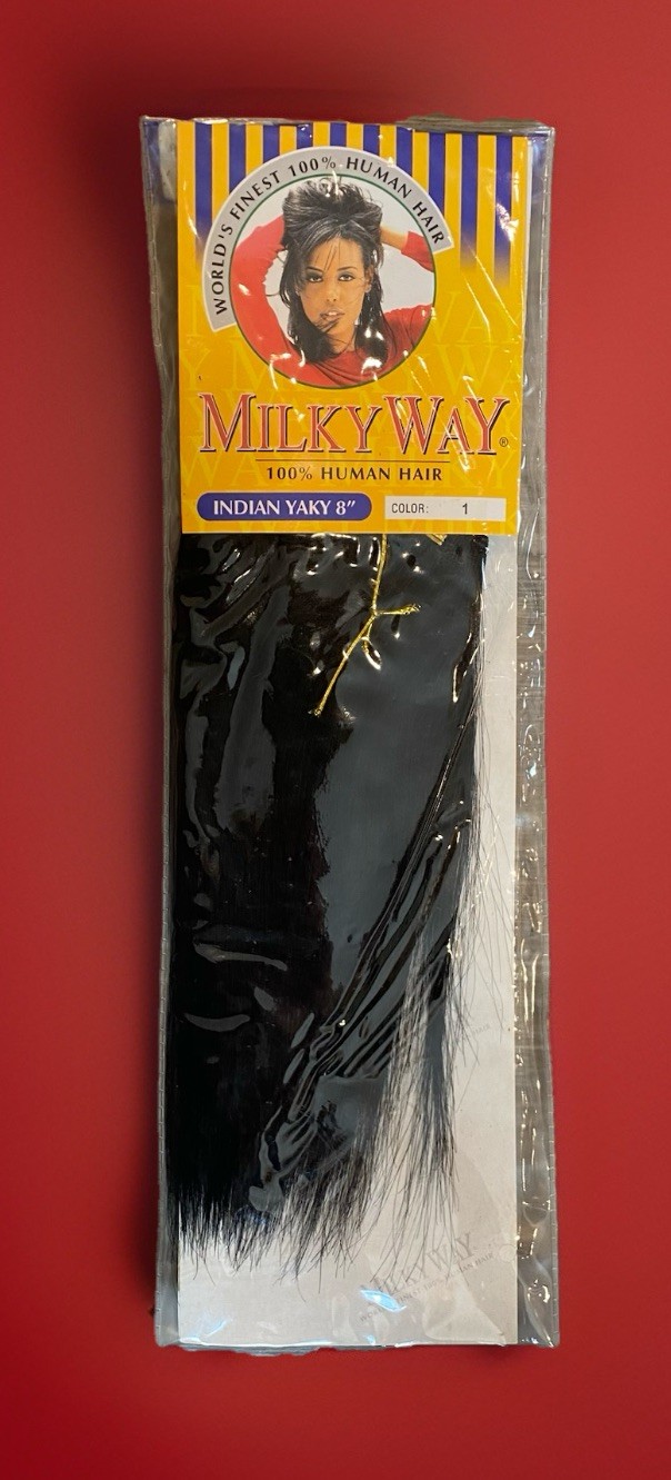 Milky Way Indian Yaky 100% Human Hair Extensions 8” & Color # 1 Black Shake-N-Go