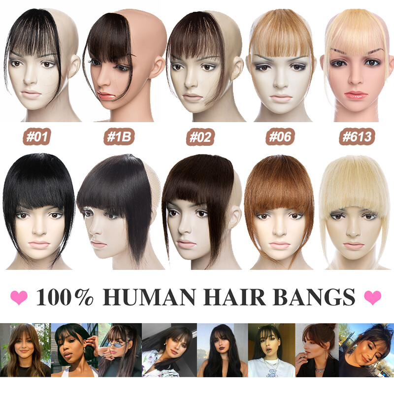 Thin/Thick Fringe Bangs Clip In 100% Remy Human Hair Extensions Hairpiece Topper