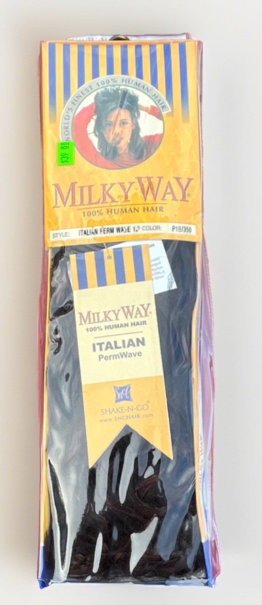 milky way italian perm wave 100% human hair weave, 12 in, color p1b/350
