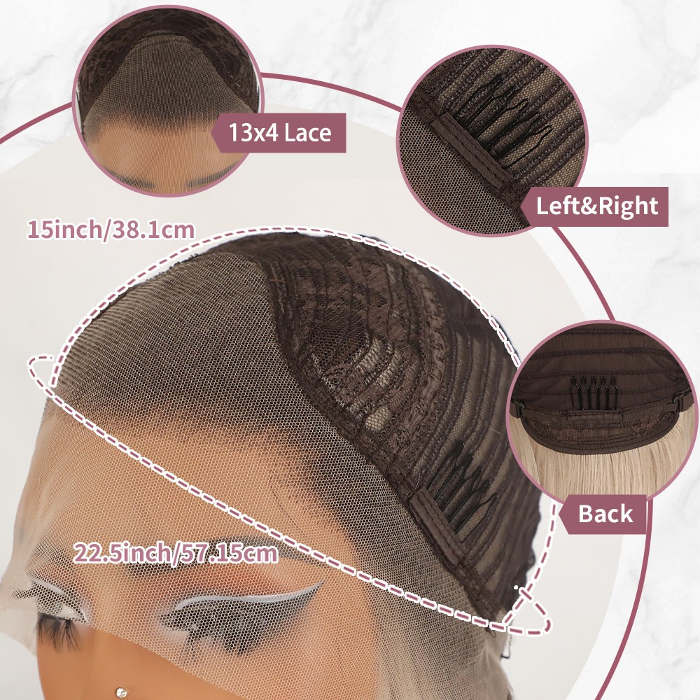 13×4 Short Bob Lace Front Wigs Glueless Brown Roots Ombre Blonde Straight Hair